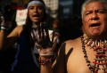 Protesters demonstrate in front of a United States courthouse against Chevron on Oct. 15, 2013 in New York City. Photo: Financial Post
