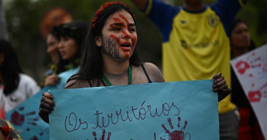La protesta comenzó al caer la tarde en la capital del estado de Pará, a pocos metros del lugar donde tendrá lugar la Cumbre Amazónica / Foto: EFE