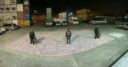 La cocaína se encontraba oculta en sacos de harina que iban a ser embarcadas en un buque con destino final Alemania/ Foto: Cortesía Policía Nacional
