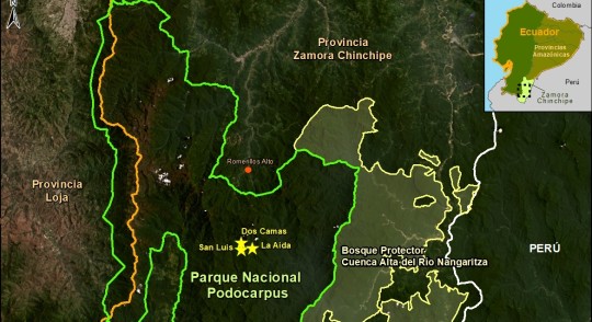  En 22 sitios se detectó actividad, lo que, según el reporte del MAAP, "dan evidencia de que dicha actividad continúa en aumento en la actualidad" dentro del Podocarpus / Imagen: cortesía MAAP