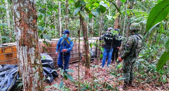 Las Fuerzas Armadas decomisaron 650 galones de combustible en Sucumbíos / Foto: cortesía Fuerzas Armadas