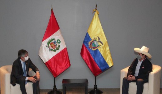 Guillermo Lasso, primer jefe de Estado en reunirse con Pedro Castillo / Foto: cortesía Presidencia