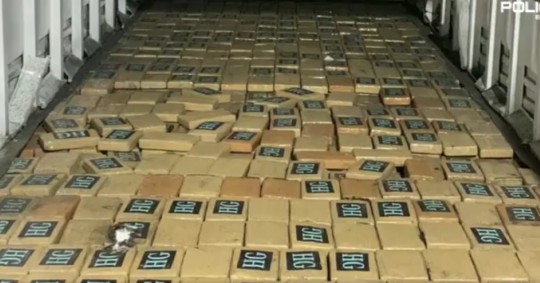 Los agentes antidrogas registrar un camión en la vía Panamericana, en el que encontraron un compartimiento oculto en el piso / Foto: cortesía Policía Nacional