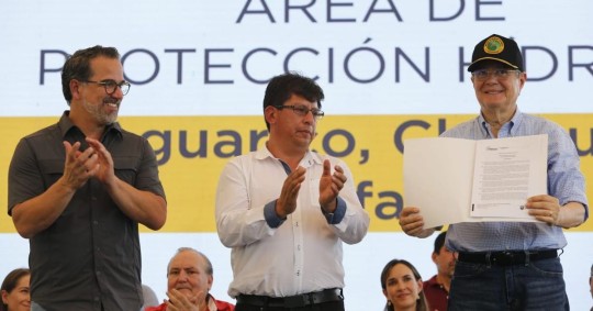 Guillermo Lasso, hizo el anuncio de la creación de la reserva durante una ceremonia especial efectuada en la ciudad de Nueva Loja / Foto: cortesía Presidencia 