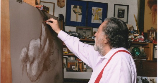 El pintor ambateño ganó el Premio Eugenio Espejo en 1997 / Foto: cortesía Oswaldo Viteri 