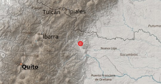 El epicentro del  telúrico se localizó a 0,05 grados de latitud norte y 77,30 grados de longitud oeste, a unos 28 kilómetros de profundidad / Imagen cortesía IG