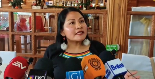 Zenaida Yasacama, vicepresidenta de la Conaie, ha exigido al gobierno que declare en emergencia a la provincia de Pastaza / Foto: cortesía 