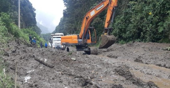 Las intensas lluvias provocaron dos derrumbes en Morona / Foto: cortesía ministerio de Transporte