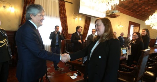 Guillermo Lasso se reunió este martes en con la directora del comité, Nathalia Gherman / Foto: cortesía Presidencia 
