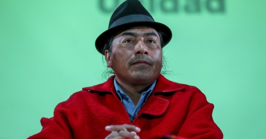 Iza fue designado como candidato presidencial por el consejo ampliado de la Conaie, en medio de un conflicto interno dentro del movimiento indígena/ Foto: cortesía EFE