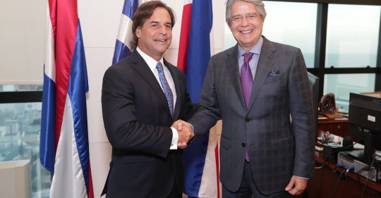 Lasso habla con Lacalle Pou sobre un posible acuerdo entre Uruguay y Ecuador / Foto: cortesía Secretaría General de Comunicación de la Presidencia