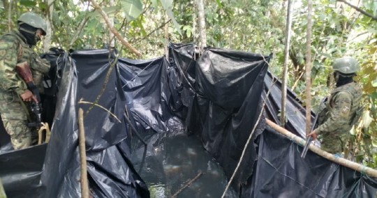 Las Fuerzas Armadas siguen encontrando perforaciones clandestinas en tuberías de Petroecuador / Foto: cortesía Fuerzas Armadas