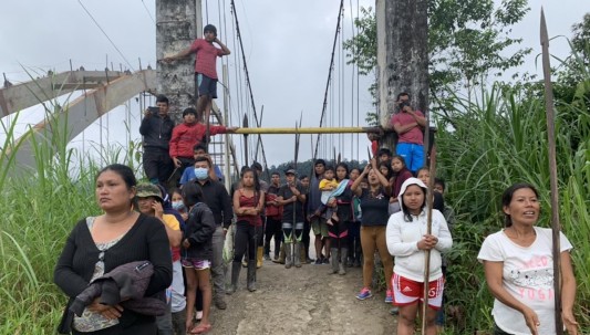 Protestas en la comunidad de Tzawata contra minera / Foto: cortesía Confeniae