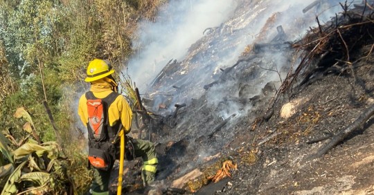 En julio de 2023, se ha informado sobre nueve emergencias vinculadas con incendios forestales / Foto: cortesía Bomberos Quito