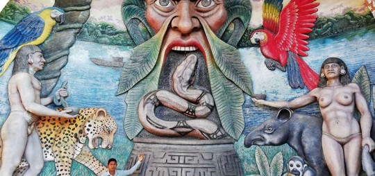 Desde pequeño, los padres de Víctor le enseñaron a amar y respetar la naturaleza, la cual se representa en un magnífico mural que da la bienvenida a los turistas que llegan a Aguarico.  Foto: El Telégrafo