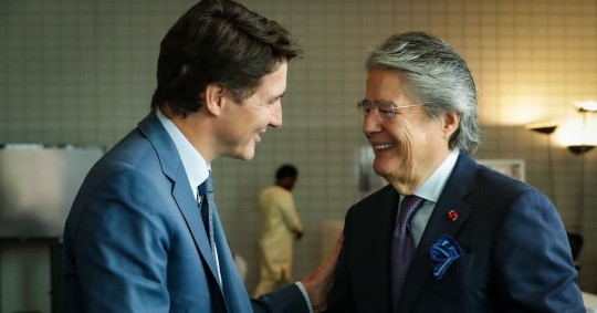 Durante la cita oficial con Trudeau, Lasso señaló el interés de Ecuador por avanzar hacia un acuerdo de libre comercio con esa nación norteamericana / Foto: cortesía Guillermo Lasso