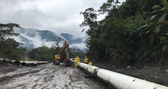 El Sote paralizó sus actividades por erosión del río Coca / Foto cortesía Petroecuador