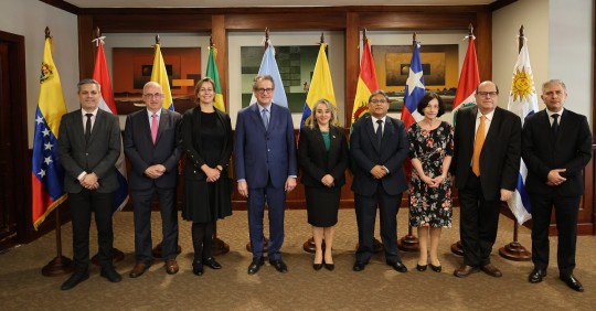 En el encuentro participaron los presidentes de los bancos centrales de Argentina, Bolivia, Brasil, Chile, Colombia, Ecuador, Paraguay, Perú y Uruguay / Foto: cortesía BCE