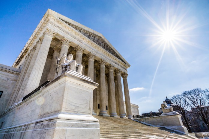 The Supreme Court of the United States is located in Washington DC just a short distance away from the Capitol building. The Supreme Court of the United States is located in Washington DC just a short distance away from the Capitol building.