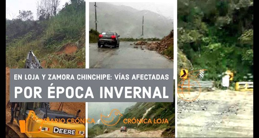 Vías de Loja y Zamora Chinchipe afectadas por época invernal. Foto: Crónica