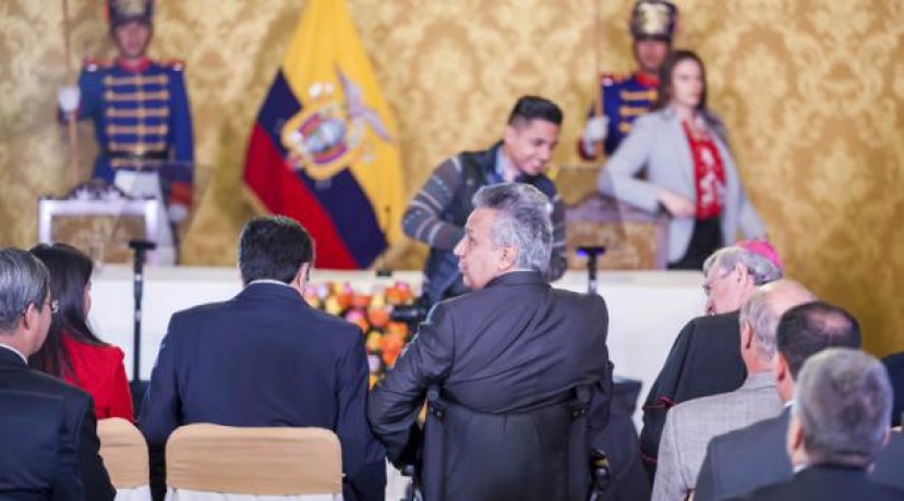El presidente Lenín Moreno participó el 10 de enero del 2019 de un saludo protocolar con los diplomáticos acreditados en el Ecuador. No estuvo Venezuela. Foto: El Comercio