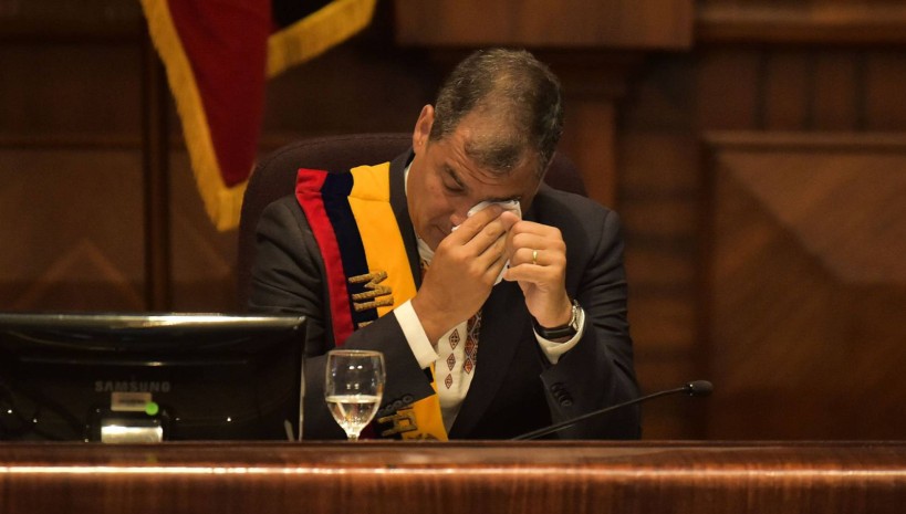 El presidente de Ecuador, Rafael Correa, durante su último informe de Gobierno. RODRIGO BUENDIA AFP