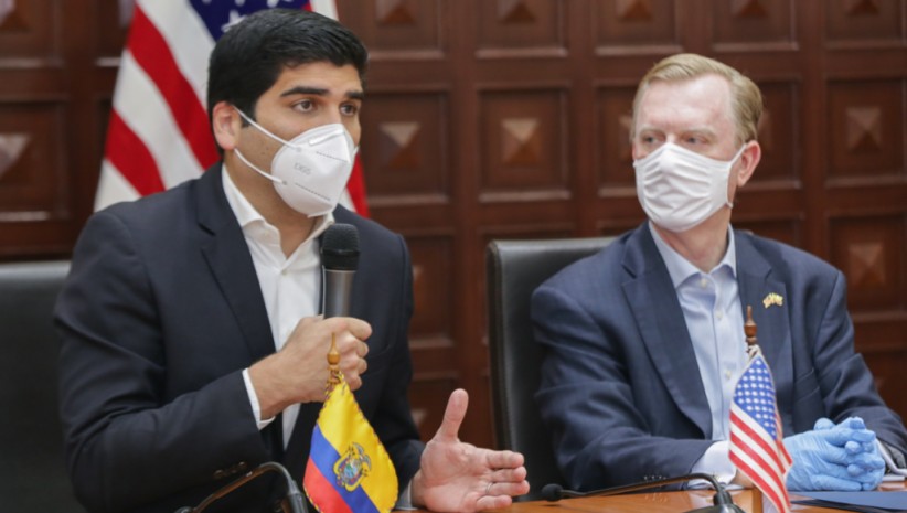  El vicepresidente Otto Sonnenhozlner y el embajador de Estados Unidos, Michael Fitzpatrick, se reunieron este 12 de mayo de 2020. - Foto: Cortesía Vicepresidencia de la República