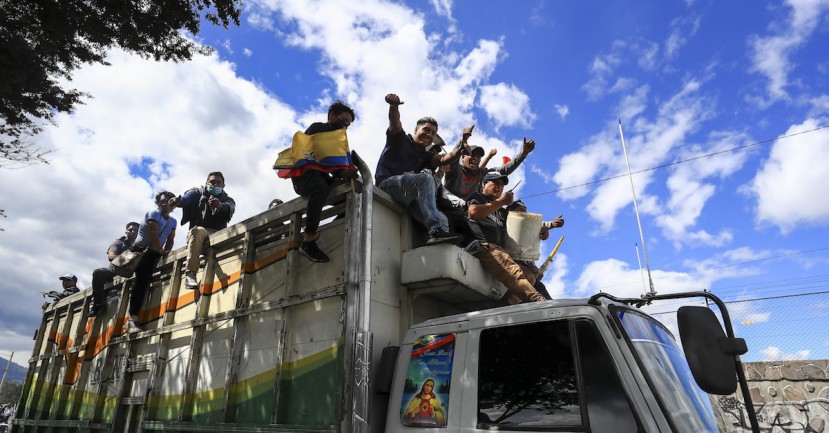 Indígenas siguen protesta contra Gobierno con Leonidas Iza en libertad / Foto: EFE