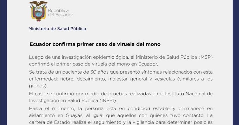 Ecuador confirma su primer caso de viruela del mono / Foto: EFE