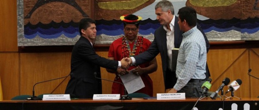 Demandantes de Chevron, en Quito el 14 de marzo de 2014. Foto: Micaela Ayala V./Andes