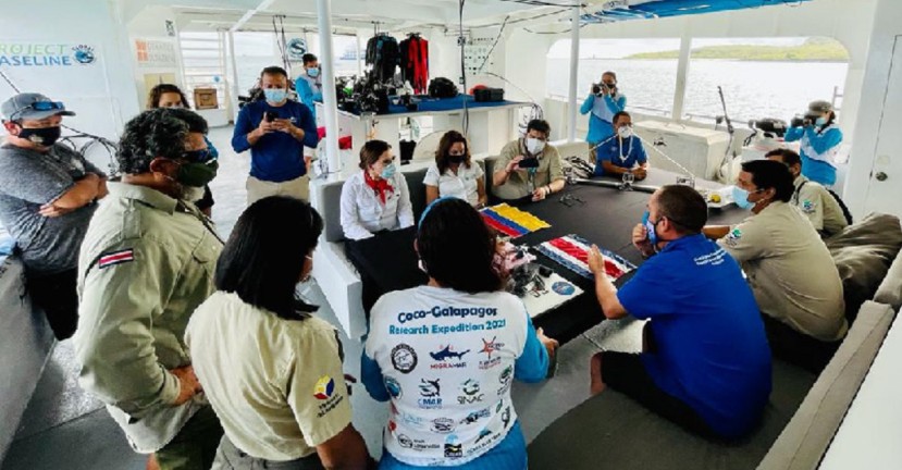La expedición de migravía marina entre Ecuador y Costa Rica llega a Galápagos / Foto: Cortesía Ministerio de Ambiente