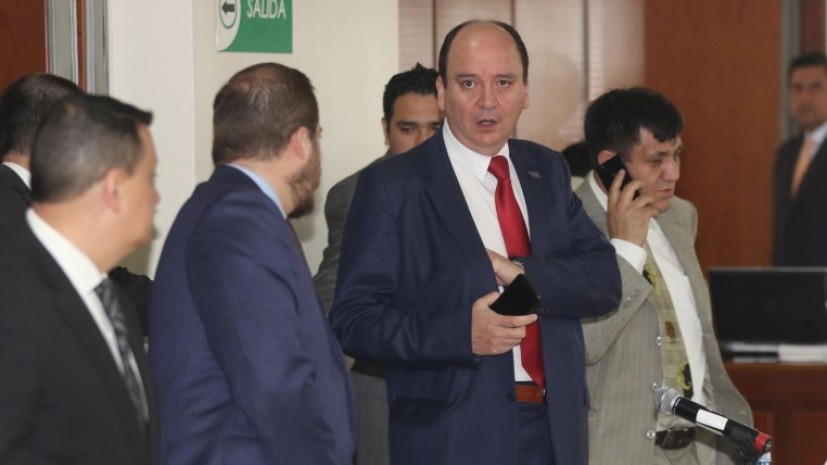El fiscal Carlos Baca Mancheno ayer durante la reinstalación de la audiencia por el caso Odebrecht. Foto: Expreso