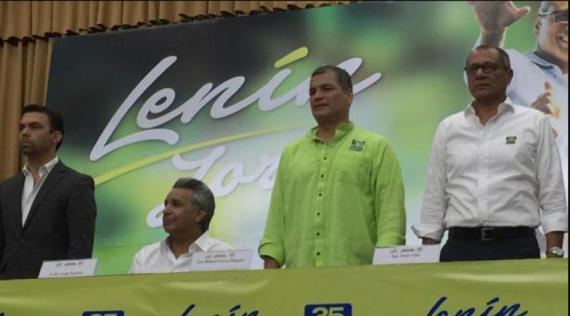 El presidente Correa en la inscripción de la candidatura de Moreno-Glas. Foto: La Conversación