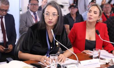 Marcela Reinoso, gerente de Petroecuador, expuso el plan de remediación ambiental 2024/ Foto: cortesía Asamblea Nacional