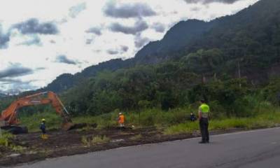 La circulación vehicular Baeza-Lago Agrio está habilitada. Cortesía: Servicio Nacional de Gestión de Riesgos y Emergencias