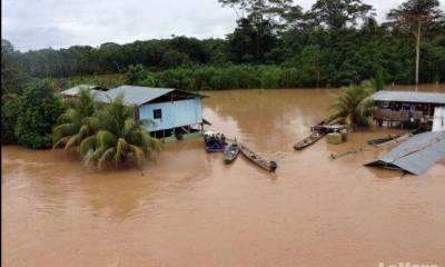  El desbordamiento de ríos, por las fuertes precipitaciones, han afectado a localidades de Morona. Foto: La Hora