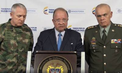 El ministro de Defensa de Colombia, Luis Villegas, afirmó ayer, en su país, que no se encontraron elementos que confirmen la autenticidad del comunicado. Foto: El Universo