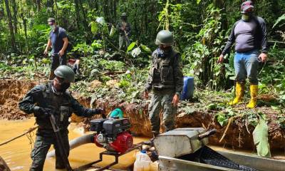 El Ejército encontró 3 campamentos de minería ilegal en Orellana / Foto: Fuerzas Armadas