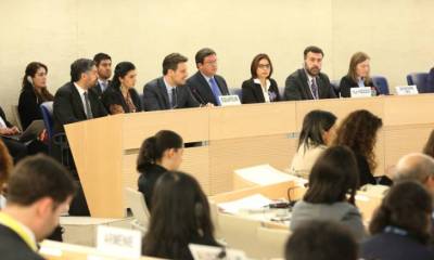 La delegación ecuatoriana que asistió al Consejo de Naciones Unidas estuvo encabezada por el ministro de Relaciones Exteriores, Guillaume Long. Foto: El Universo