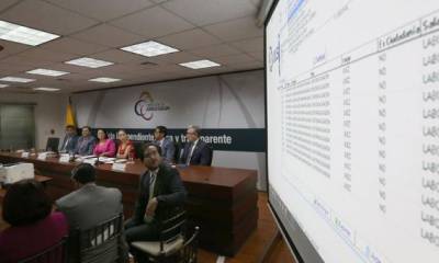 En la pantalla se observa el sorteo de las sentencias que serán analizadas. El evento se realizó ayer en la Judicatura. Foto: El Comercio