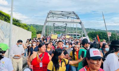 Cientos de personas protestaron contra la minería ilegal en Napo / Foto: cortesía Confeniae