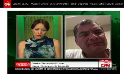 Rafael Correa en entrevista con CNN. Foto: El Universo
