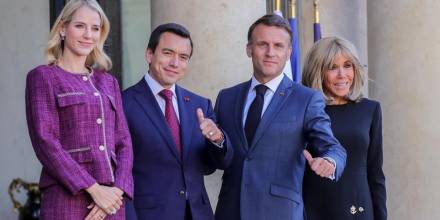 Macron y su esposa recibieron a Noboa y a Valbonesi en El Elíseo