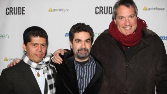In happier days, Ecuadorean Attorney Pablo Fajardo, filmmaker Joe Berlinger and then-attorney Steven Donziger attend the Sundance Greenhouse after-party for the film Crude, Sunday, Jan. 18, 2009 in Park City, Utah. (AP Photo/Shea Walsh) ASSOCIATED PRESS