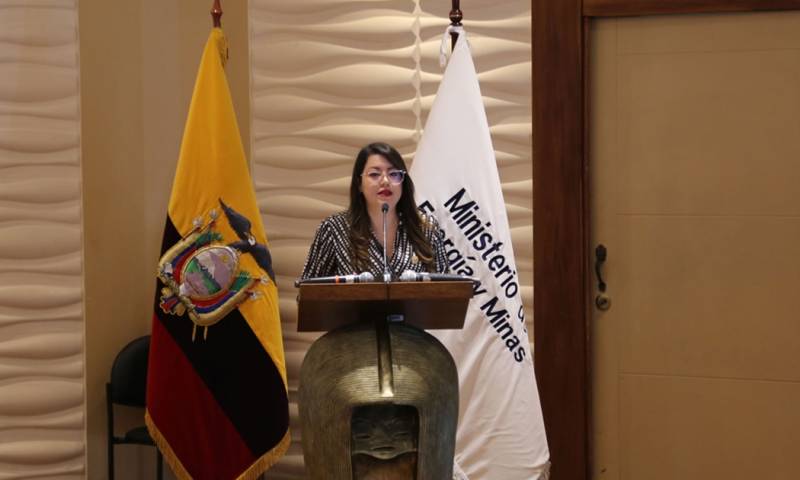 La ministra de Energía y Minas, Andrea Arrobo, presentó la ‘Rendición de Cuentas 2023’ / Foto: cortesía Ministerio de Energía 