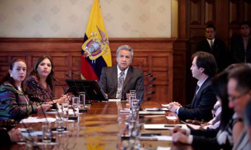 Lenín Moreno convocó ayer a los ministros de Estado y a los máximos representantes de las distintas funciones del Estado. Foto: La Hora