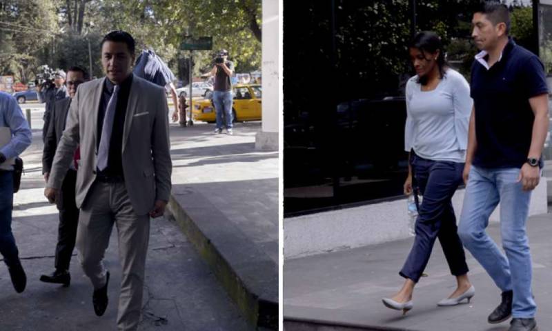 Los abogados de Pamela M., entre ellos Édgar Molina, apelarán la decisión del juez de prisión preventiva y la prohibición de enajenar bienes. En la foto derecha, La fiscal Diana Salazar asistió a la audiencia en contra de las exasesoras Pamela M. y Laura T. Pero, la fiscal Ruth Amoroso presentó el caso.  