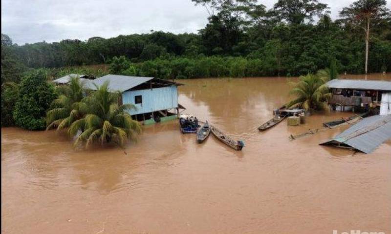  El desbordamiento de ríos, por las fuertes precipitaciones, han afectado a localidades de Morona. Foto: La Hora