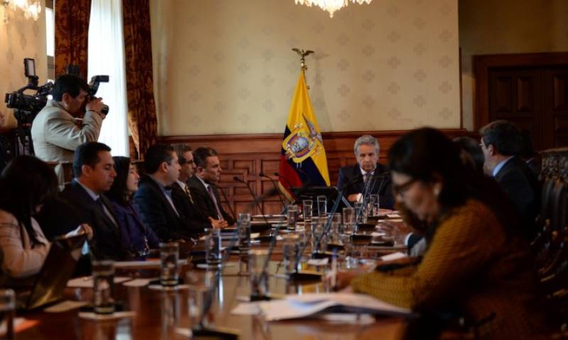 El presidente Lenín Moreno preside esta especie de Consejo de Estado constituido ayer. Foto: Expreso