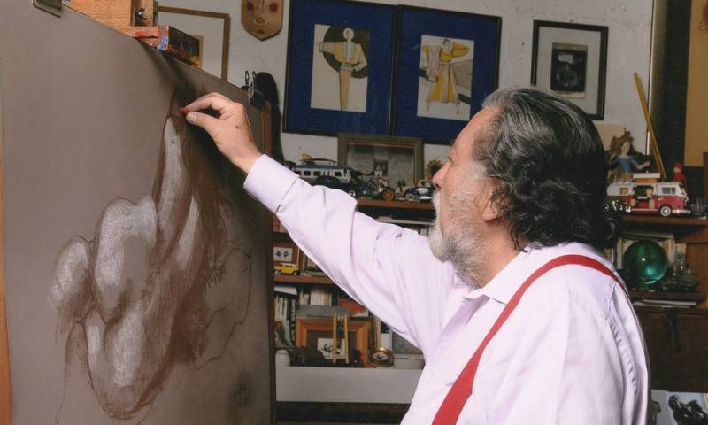 El pintor ambateño ganó el Premio Eugenio Espejo en 1997 / Foto: cortesía Oswaldo Viteri 
